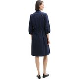 TOM TAILOR - Jurk - Donkerblauw - Knielengte - Losse Pasvorm - Driekwart Mouw