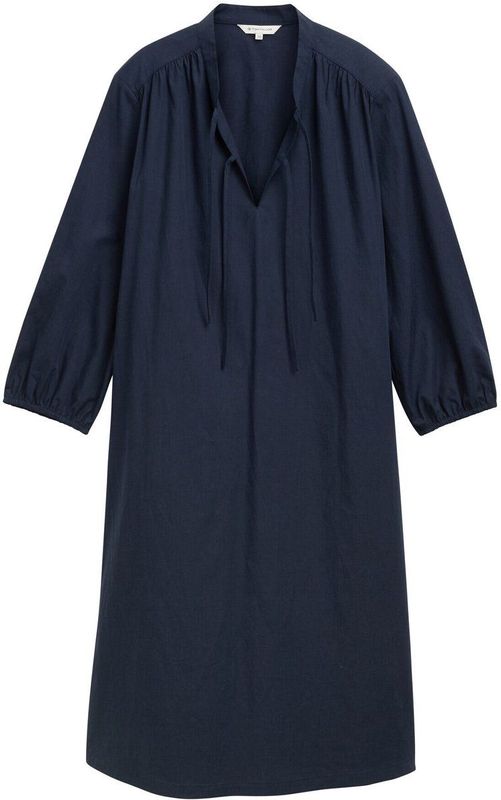 TOM TAILOR - Jurk - Donkerblauw - Knielengte - Losse Pasvorm - Driekwart Mouw