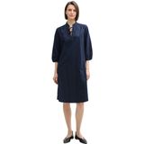 TOM TAILOR - Jurk - Donkerblauw - Knielengte - Losse Pasvorm - Driekwart Mouw
