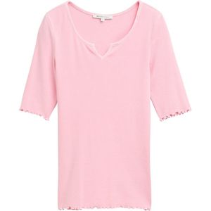 TOM TAILOR Denim Dames T-shirt met geribbelde structuur, 36321 - Light Dusty Pink, XXL