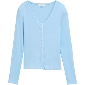 Tom Tailor - Denim Shirt - Blauw - Lange Mouwen - Decoratieve Knoopsluiting