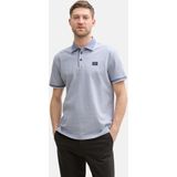 TOM TAILOR - 1045704 - Poloshirt - Dove Blue White Two Tone - Katoenen Piquéstof
