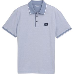 TOM TAILOR - 1045704 - Poloshirt - Dove Blue White Two Tone - Katoenen Piquéstof