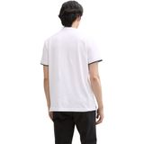 TOM TAILOR - Shirt - Zwart/Wit - Jersey - Ronde Hals, Logoprint, Kwartmouw