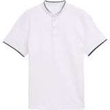 TOM TAILOR - Shirt - Zwart/Wit - Jersey - Ronde Hals, Logoprint, Kwartmouw