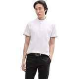 TOM TAILOR - Shirt - Zwart/Wit - Jersey - Ronde Hals, Logoprint, Kwartmouw