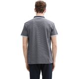 TOM TAILOR - Polo Rayé - Marine/Wit - Katoen - Regular Fit