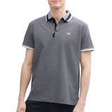 TOM TAILOR - Polo Rayé - Marine/Wit - Katoen - Regular Fit