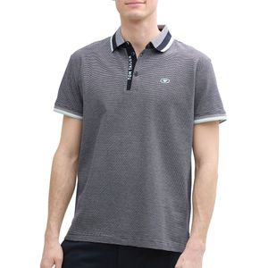 TOM TAILOR - Polo Rayé - Marine/Wit - Katoen - Regular Fit