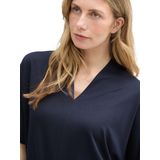 Shirt - Effen - V-hals - Halve Mouw - Losse Pasvorm