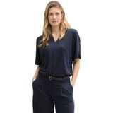 Shirt - Effen - V-hals - Halve Mouw - Losse Pasvorm