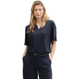 Shirt - Effen - V-hals - Halve Mouw - Losse Pasvorm