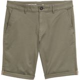 Tom Tailor - Slim Fit Korte Chino - Katoenmix - Effen - Riemlussen, Knoop en Blinde Ritssluiting