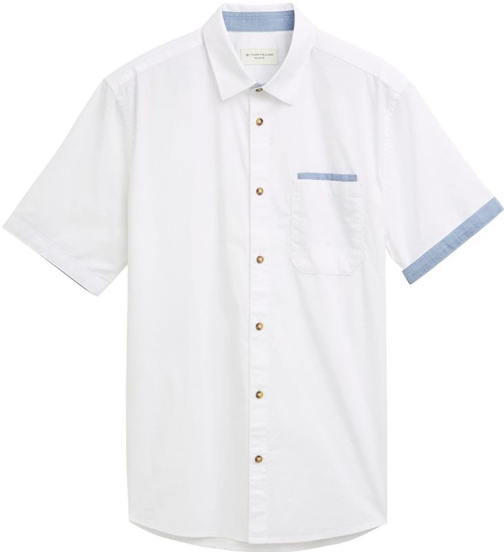 Overhemd - Katoen - Wit - Regular Fit - Korte Mouwen