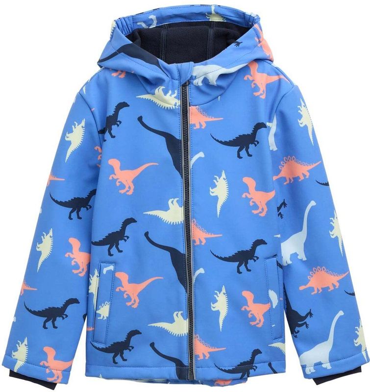 Softshell Jack - Dino-Print - Waterafstotend - Fleece Inzetstuk - Reflecterende Details