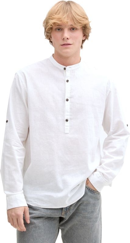 Tom Tailor Denim - Herenoverhemd - Effen - Mix van Katoen en Linnen