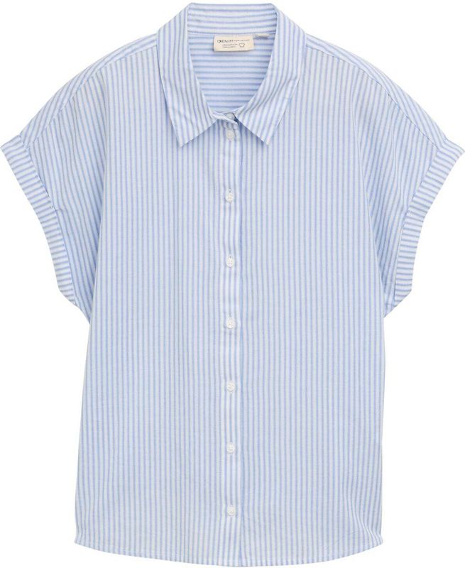 Tom Tailor Denim - Blouse - Streepdesign - Wit Blauw - Knoopsluiting
