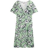 TOM TAILOR Damesjurk - Fresh Spring Floral Design - Lichte V-hals - Korte Mouwen - Regular Fit