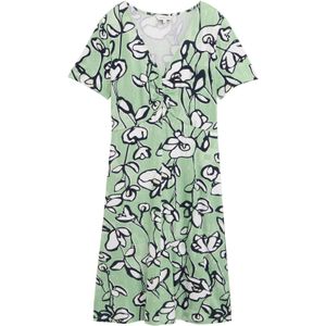 TOM TAILOR Damesjurk - Fresh Spring Floral Design - Lichte V-hals - Korte Mouwen - Regular Fit