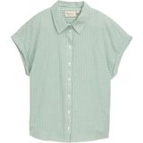 Blouse - Katoen - Krijtstrepen - Normale Pasvorm - Kwartmouw