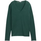 Tom Tailor - Front Logo Coin - Trui - Katoen - V-hals, Lange Mouwen, Regular Fit