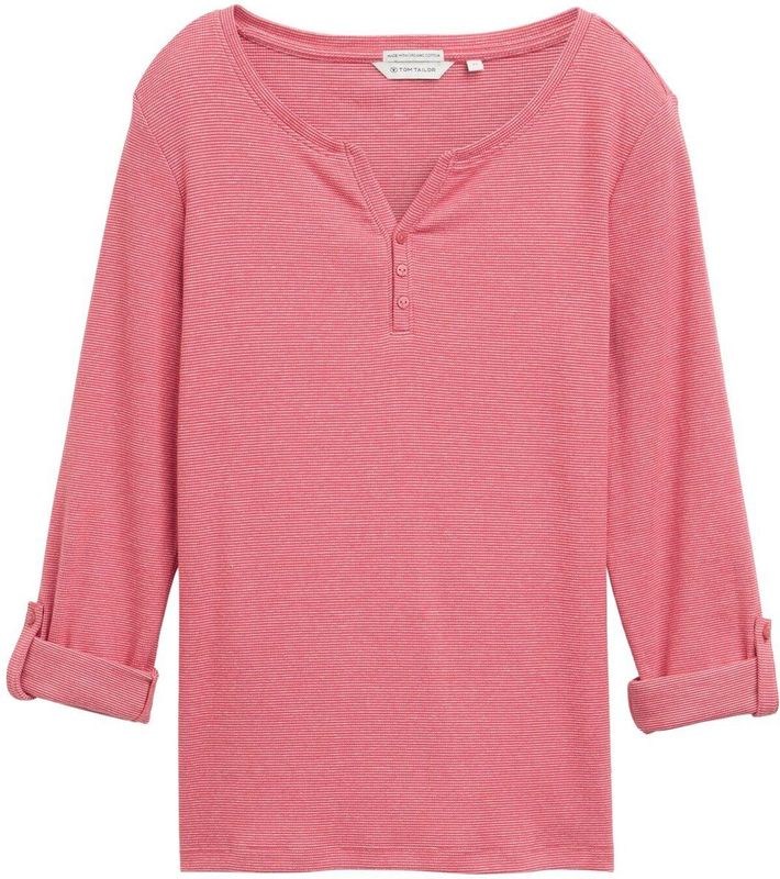 TOM TAILOR - T-shirt - Off White Red - Biologisch Katoen - Gestreept