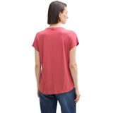 Tom Tailor - Fabric Mix T-shirt - Korte Mouwen - Zacht - Ademend - Dames