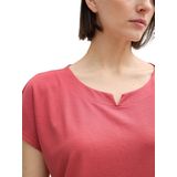 Tom Tailor - Fabric Mix T-shirt - Korte Mouwen - Zacht - Ademend - Dames