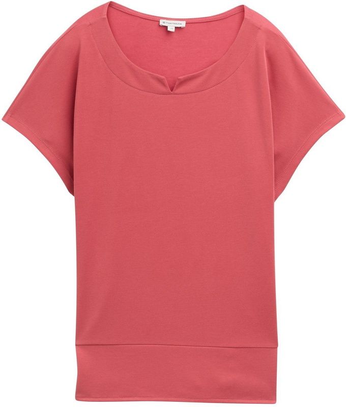 Tom Tailor - Fabric Mix T-shirt - Korte Mouwen - Zacht - Ademend - Dames