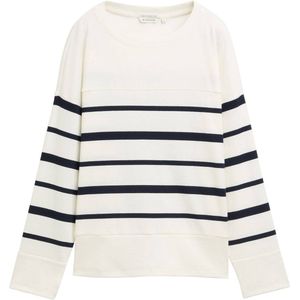 TOM TAILOR - 1045550 - T-shirt - Gebroken Wit Blauw - Katoen - Lange Mouwen
