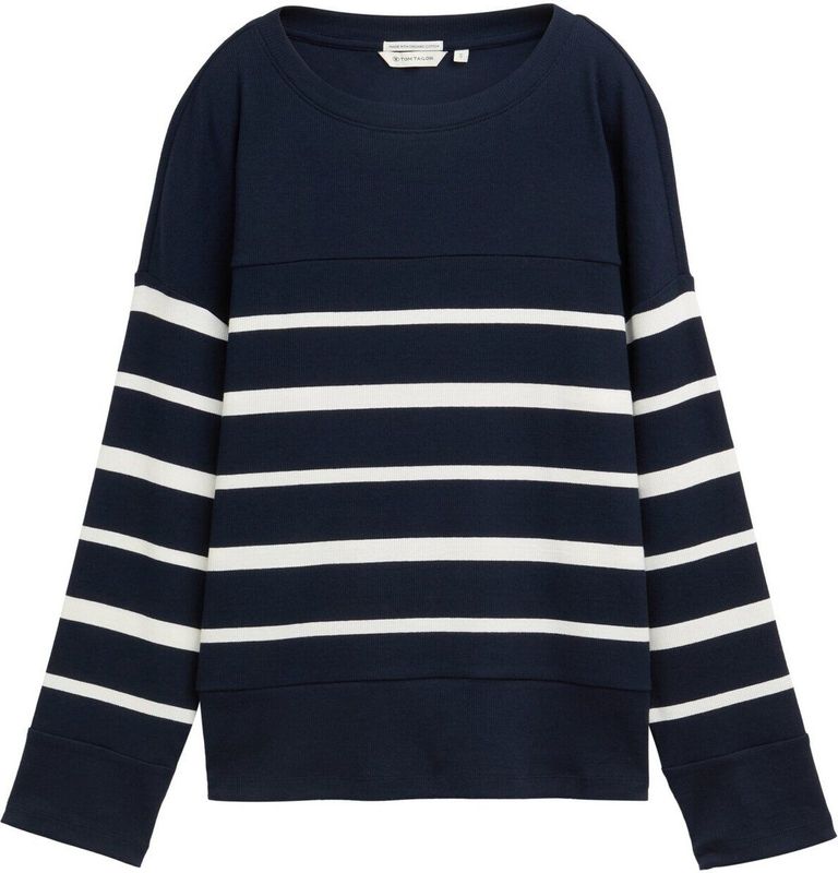 TOM TAILOR - 1045550 - T-shirt - Gebroken Blauw - Onregelmatige Strepen