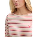 Tom Tailor - 3/4-Shirt - Katoenmix - Gestreept - Ronde Hals - Shaped Fit