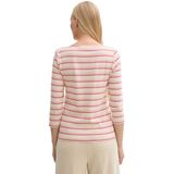 TOM TAILOR - Shirt - Lichtbeige - Gestreept - Driekwart Mouw