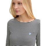 Tom Tailor - Damesshirt - Gestreept - Katoenmix - Ronde Hals - 3/4-Mouwen