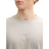 TOM TAILOR DENIM - Shirt - Greige/Wit - Ronde Hals - Halve Mouw