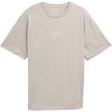 TOM TAILOR DENIM - Shirt - Greige/Wit - Ronde Hals - Halve Mouw