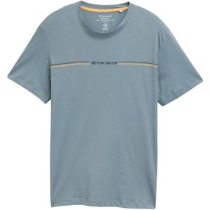 TOM TAILOR - Shirt - Marine - Petrol - Oranje - Kwartmouw - Ronde Hals