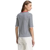 TOM TAILOR DENIM - Shirt - Rood/Zwart/Wit - Gestreept - Halve Mouw