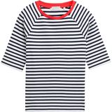 TOM TAILOR DENIM - Shirt - Rood/Zwart/Wit - Gestreept - Halve Mouw