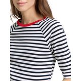 TOM TAILOR DENIM - Shirt - Rood/Zwart/Wit - Gestreept - Halve Mouw