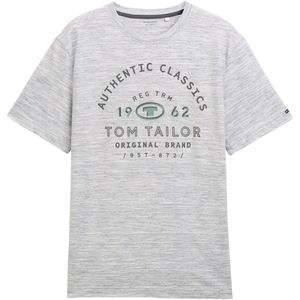 TOM TAILOR Heren T-shirt met logo-print, 37301 - Tarmac Grey White Injected, XL