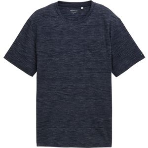 Sky Captain Blue Stripy T-shirt - Ronde Hals - Korte Mouwen - 1 Borstzak