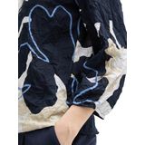 Tom Tailor T-shirt - Big Floral Shapes Design - Gekreukte Look - V-hals - 3/4-mouwen