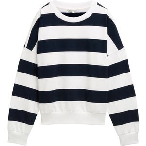 TOM TAILOR DENIM - Sweatshirt - Navy/Wit - Ronde Hals - Lange Mouw - Losse Pasvorm
