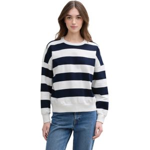 TOM TAILOR DENIM - Sweatshirt - Navy/Wit - Ronde Hals - Lange Mouw