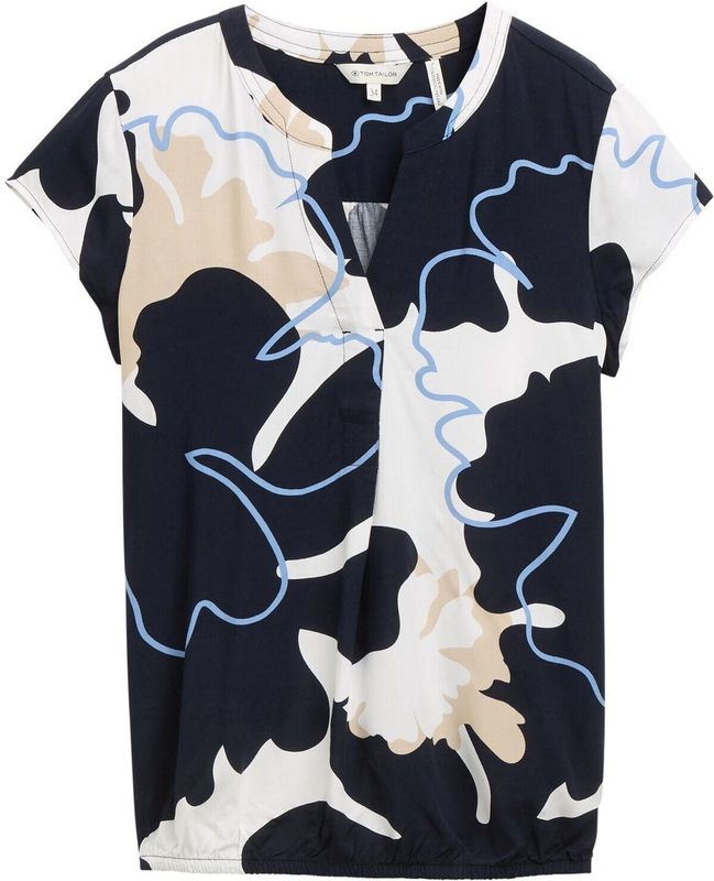 Blouse - Bloemenprint - Viscose - Tuniek Kraag - Normale Pasvorm