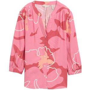 Tom Tailor - Women - Blouse - Beige - Viscose, Tuniek Kraag, Driekwart Mouw, LENZING™ en ECOVERO™