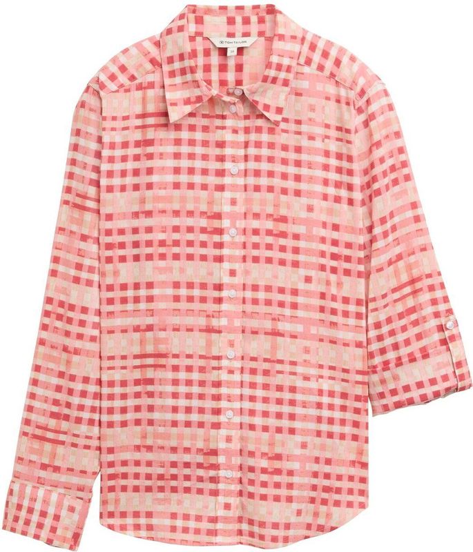 TOM TAILOR - Damesblouse - Berry Red Check Design