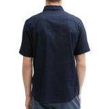 Tom Tailor - Overhemd - Korte Mouwen - Lichtblauw - 55% Linnen/45% Katoen