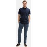 Tom Tailor - Overhemd - Korte Mouwen - Lichtblauw - 55% Linnen/45% Katoen